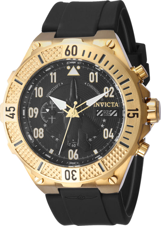 Invicta Men's 50mm Aviator Quartz Multifunction Black Silicone Strap Watch
