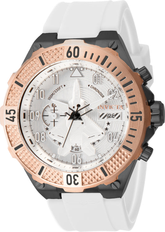 Invicta Men's 50mm Aviator Quartz Multifunction White Silicone Strap Watch