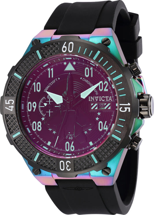 Invicta Men's 50mm Aviator Quartz Multifunction Iridescent Silicone Strap Watch