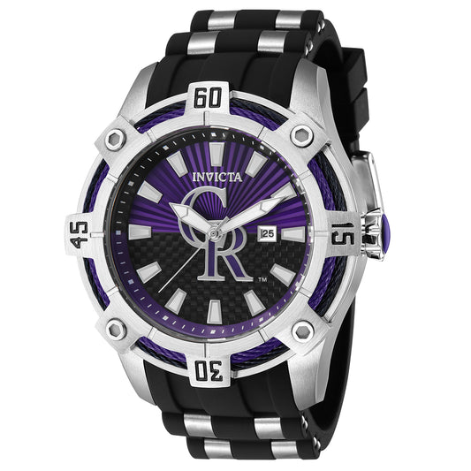 Invicta Men's 52mm MLB Colorado Rockies Quartz Carbon Fiber Silicone Strap Watch