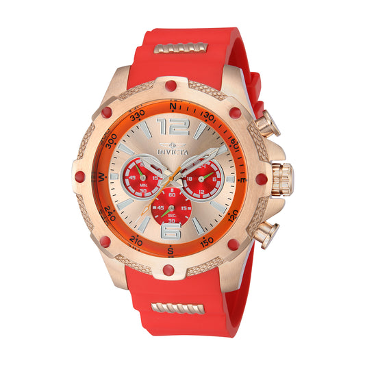 Invicta Men's 50mm I-Force Quartz Chronograph Fire Red Rosetone Silicone Strap Watch