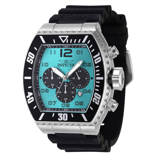 Invicta Men's 51mm Pro Diver Quartz Chronograph Light Blue Dial Tonneau Silicone Strap Watch