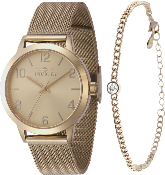 Invicta Women's 34mm Wildflower Quartz Mesh Bracelet Watch & Bracelet Set