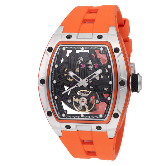 Invicta Men's 44mm S1 Rally Automatic Black Skeletonized Dial Silicone Strap Watch