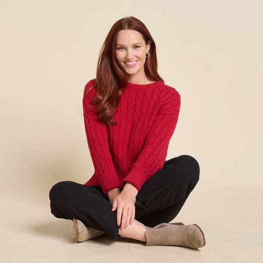 Christopher & Banks Lace Stitch Drop Shoulder Pullover Sweater