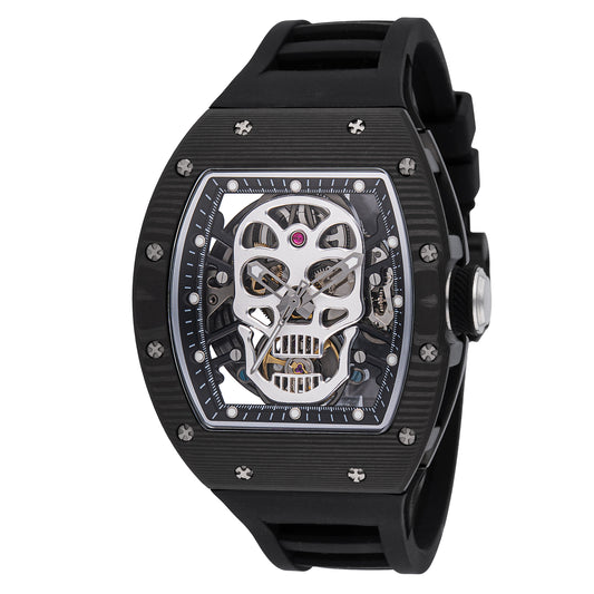 Invicta Men's 41mm S1 Rally Automatic Skeletonized Skull Silicone Strap Watch