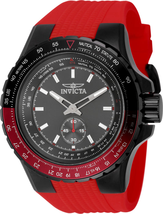 Invicta Men's 50mm Aviator Quartz Multifunction Two-Tone Bezel Silicone Strap Watch