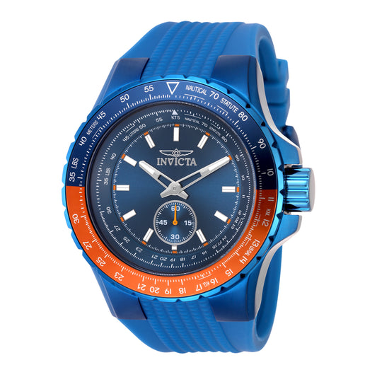 Invicta Men's 50mm Aviator Quartz Multifunction Blue & Orange Silicone Strap Watch