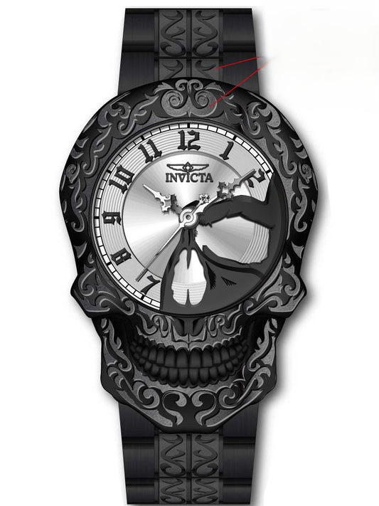 Invicta Men's 50mm Artist Quartz Skull Case Etched Bracelet Watch