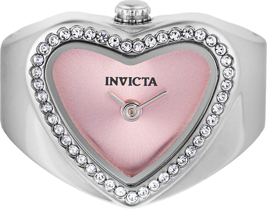 Invicta Women's 18mm Angel Quartz Crystal Halo Heart-Shaped Mini Ring Watch