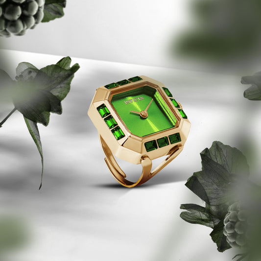 Invicta Women's 21mm Angel Quartz Baguette Crystal Tonneau Mini Ring Watch