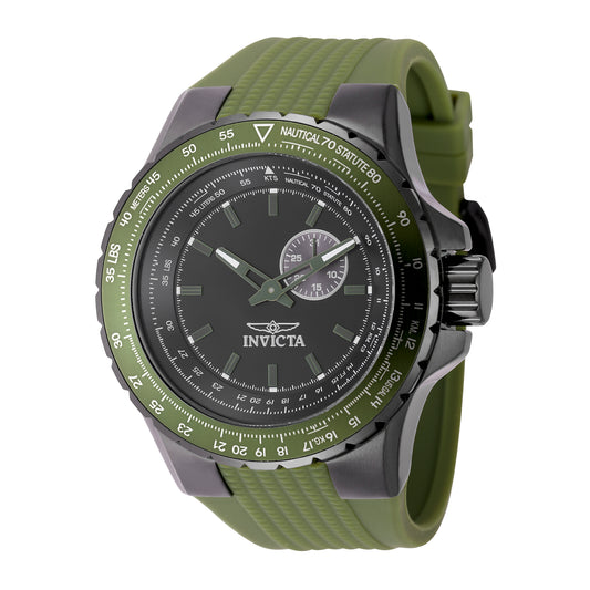Invicta Men's 50mm Aviator Quartz Gunmetal Case Textured Silicone Strap Watch