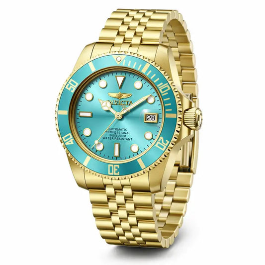 Invicta Men's 42mm Pro Diver Automatic Robin's Egg Blue Goldtone Bracelet Watch