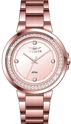 Invicta Women's 33mm Angel Quartz Crystal Halo Rosetone Bracelet Watch