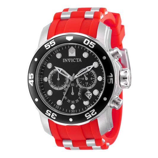 Invicta Men's 48mm Pro Diver Scuba Quartz Chronograph Red Silicone Strap Watch