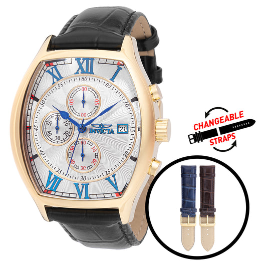 Invicta Men's 43mm Specialty Lupah Quartz Chrono Interchangeable Leather Strap Watch