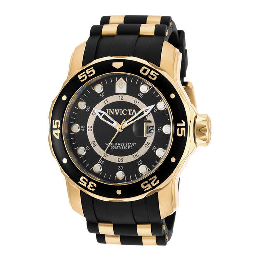 Invicta Men's 48mm Pro Diver Scuba Quartz Inner Hour Goldtone Silicone Strap Watch