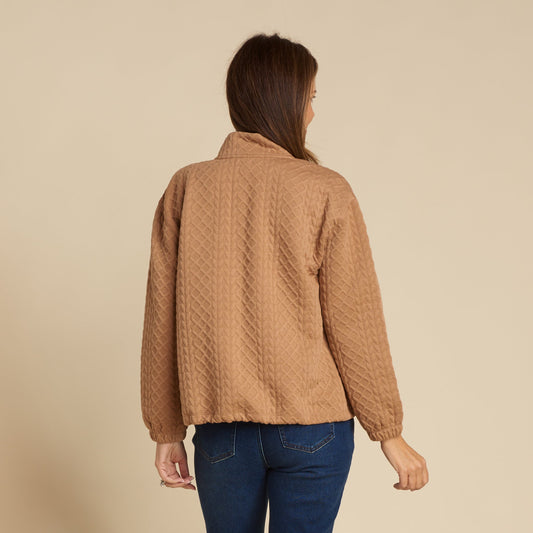 Christopher & Banks Relaxed Restyled Quilted Jacquard Zip Front Jacket