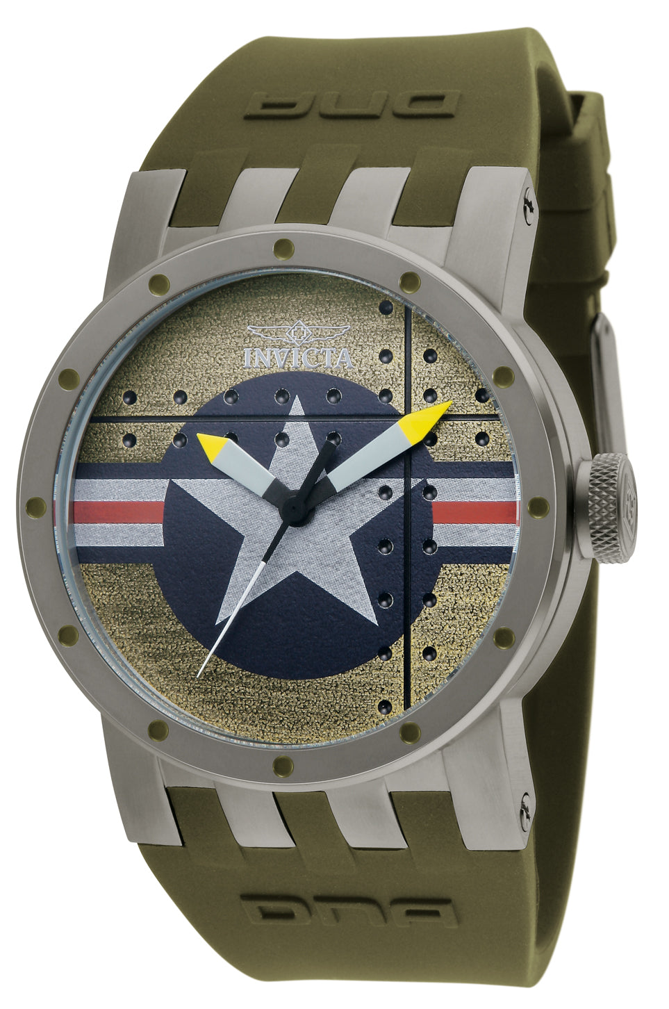 Invicta Men's 46mm DNA Quartz Brushed Silvertone Olive Silicone Strap ShopHQ Invicta Men's 46mm DNA Quartz Brushed Silvertone Olive Silicone Strap ShopHQ