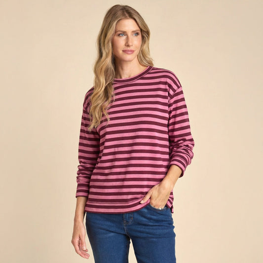 Christopher & Banks Stripe Crew Neck Long Sleeve Sweatshirt