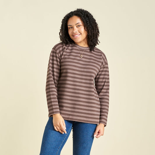Christopher & Banks Stripe Crew Neck Long Sleeve Sweatshirt