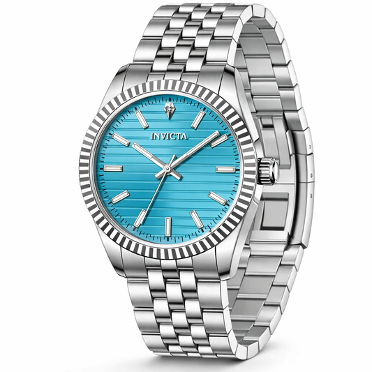 Invicta Men's 36mm Celestial Quartz Fluted Bezel Aqua Dial Bracelet Watch