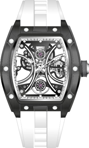 Invicta Men's 41mm S1 Rally Automatic Carbon Fiber Inset Skeletonized White Silicone Strap Watch