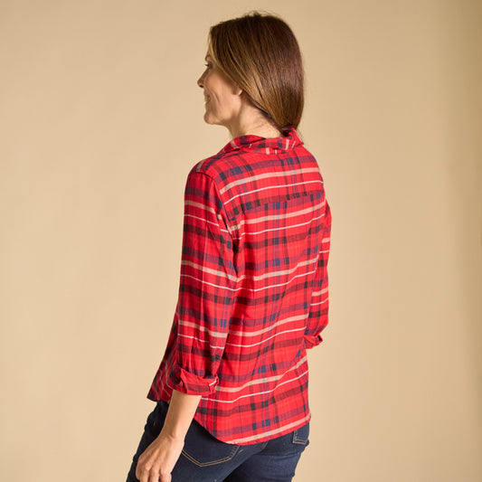 Christopher & Banks Plaid Button Front Long Sleeve Shirt
