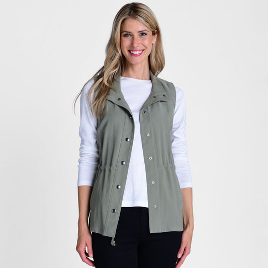 Christopher & Banks Cinched Waist Snap Front Vest