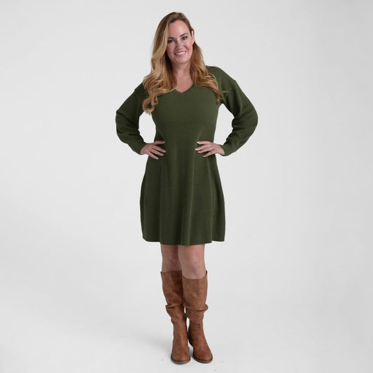 Christopher & Banks Mixed Stitch V Neck Sweater Dress