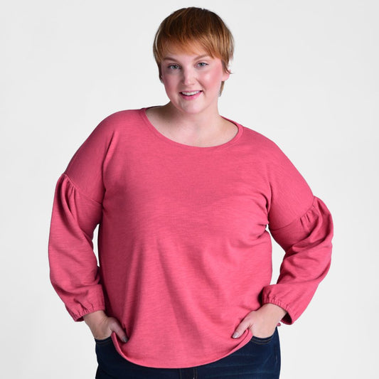 Christopher & Banks Lantern Sleeve Jewel Neck Top