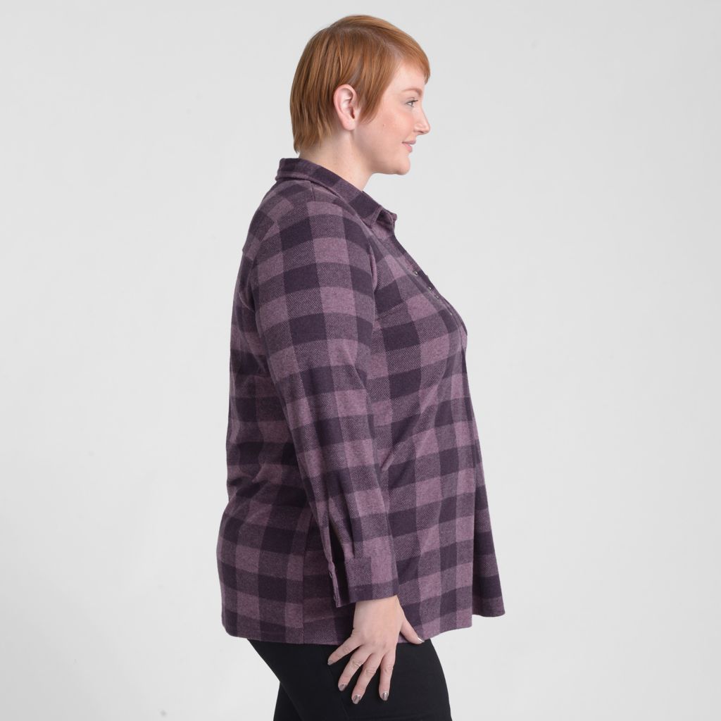Christopher & Banks Plaid Long Sleeve Collared Tunic