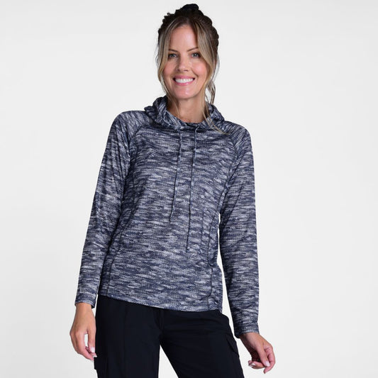 Christopher & Banks Relaxed Restyled Spacedye Printed Long Sleeve Hoodie