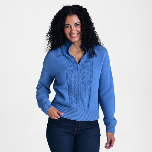 Christopher & Banks Pointelle Half Zip Sweater