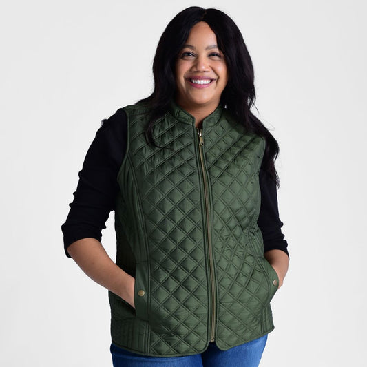 Christopher & Banks Mixed Quilting Zip Front Vest