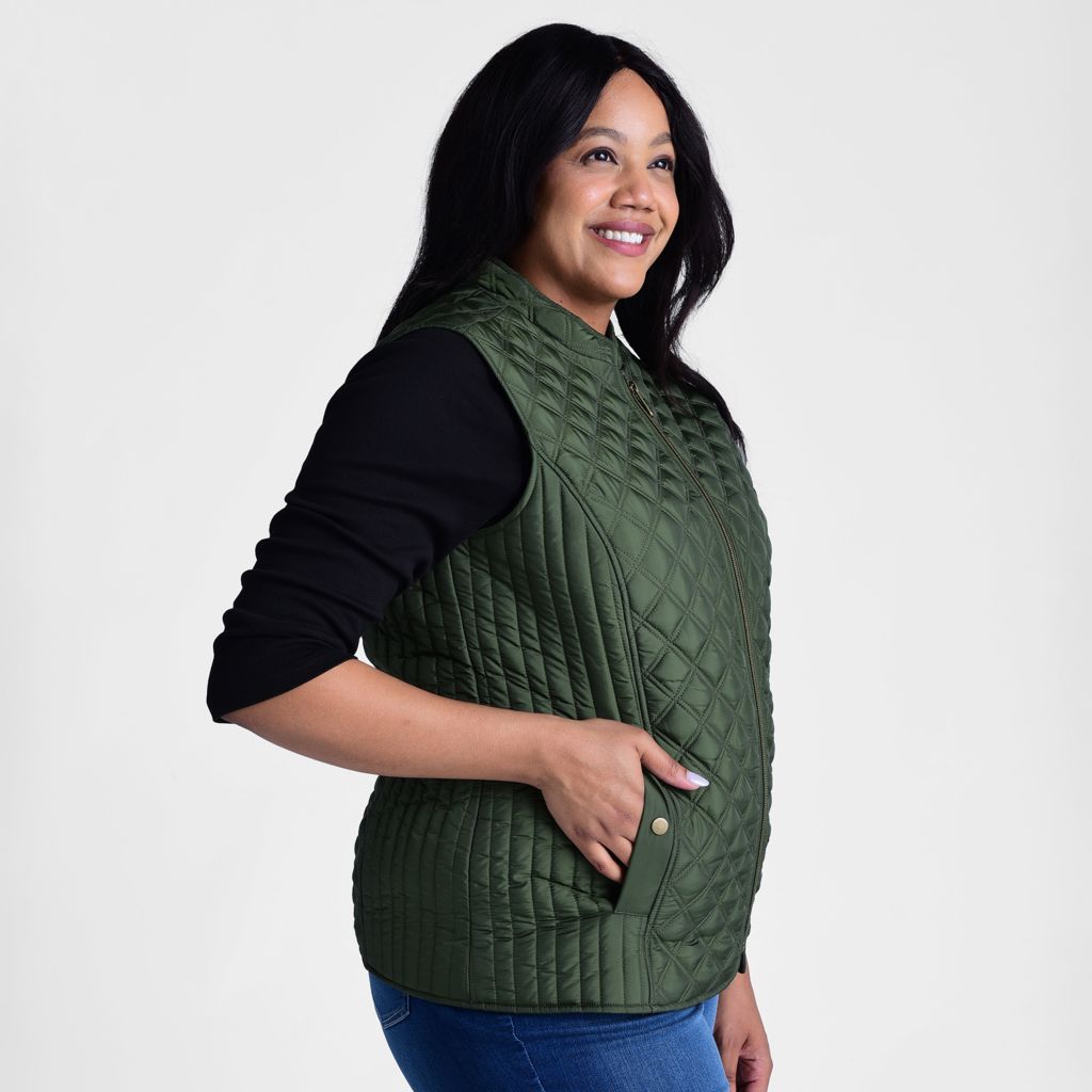 Christopher & Banks Mixed Quilting Zip Front Vest