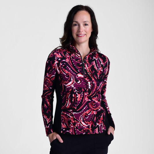 Christopher & Banks Relaxed Restyled Quarter Zip Mock Neck Top