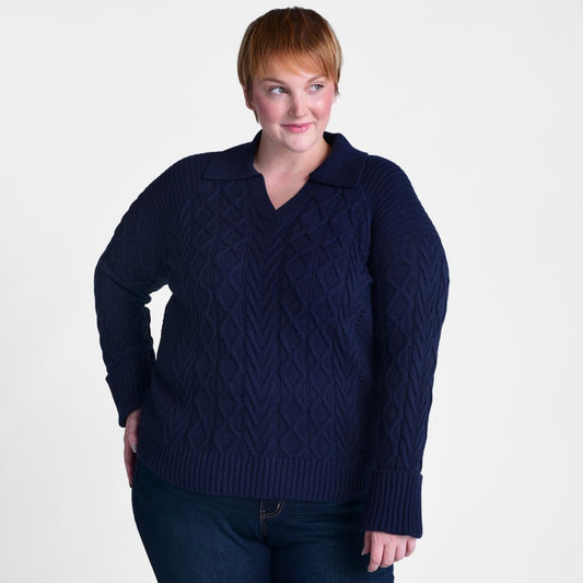 Christopher & Banks Cable Knit Collared Pullover