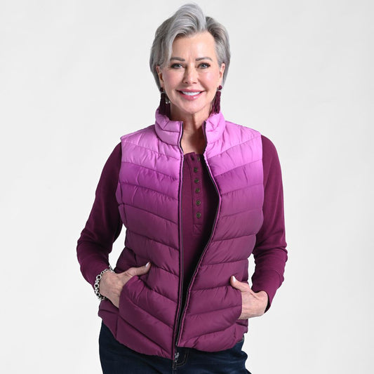 Christopher & Banks Dip Dye Zip Front Vest