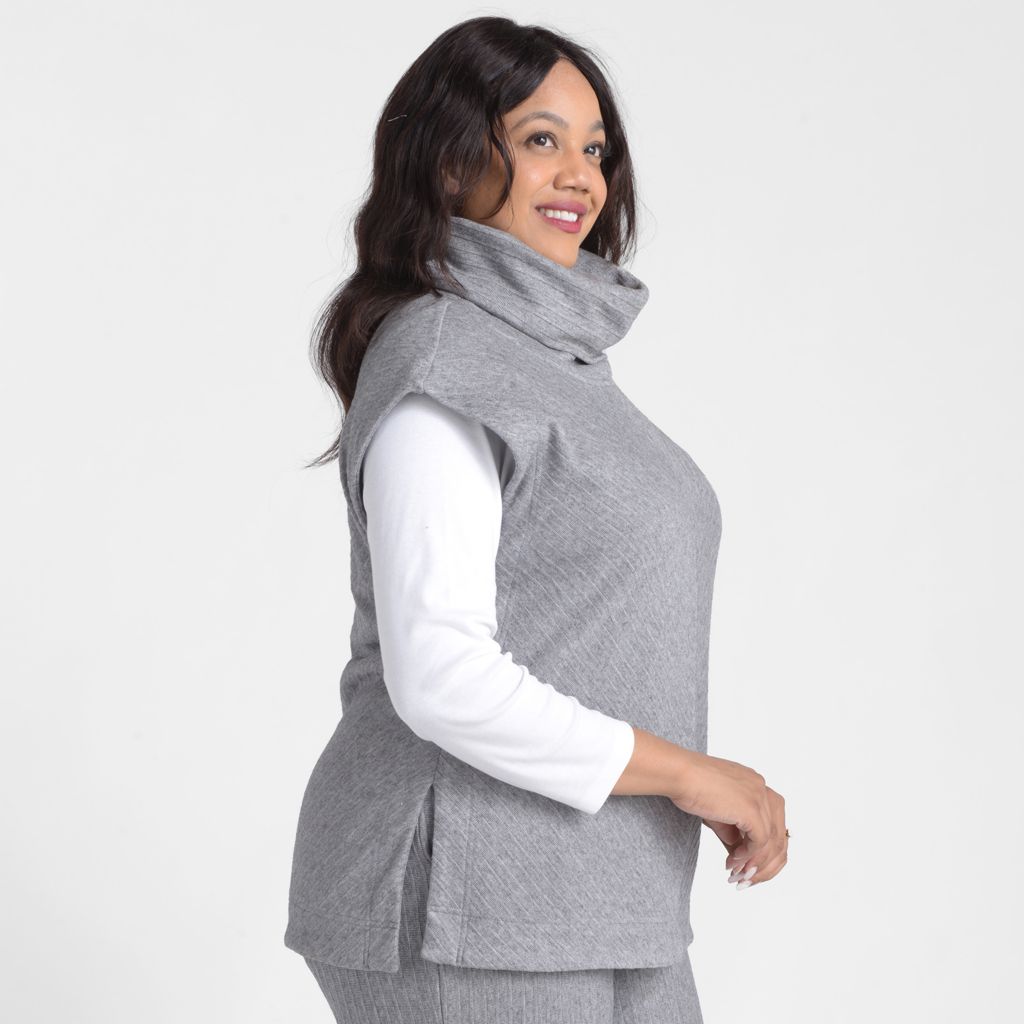 Christopher & Banks Relaxed Restyled Rib Knit Cowl Neck Sleeveless Top