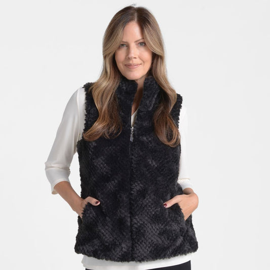 Christopher & Banks Reversible Fuzzy Zip Front Vest