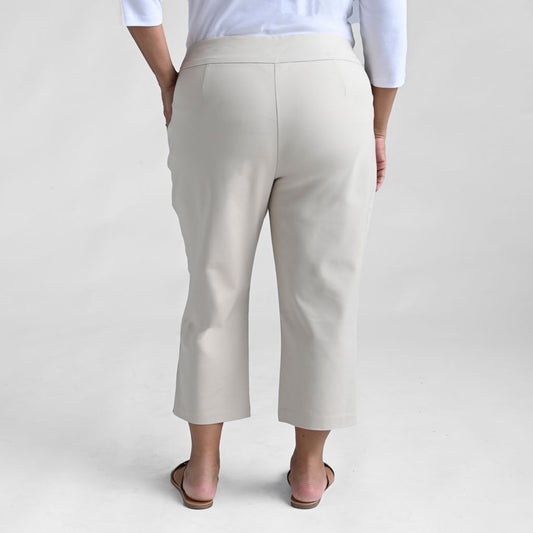 Christopher & Banks Signature Slimming Button Detail Oatmeal Pull On Capri