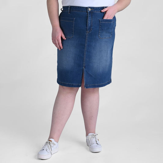 Christopher & Banks Knee Length A-Line Denim Skirt