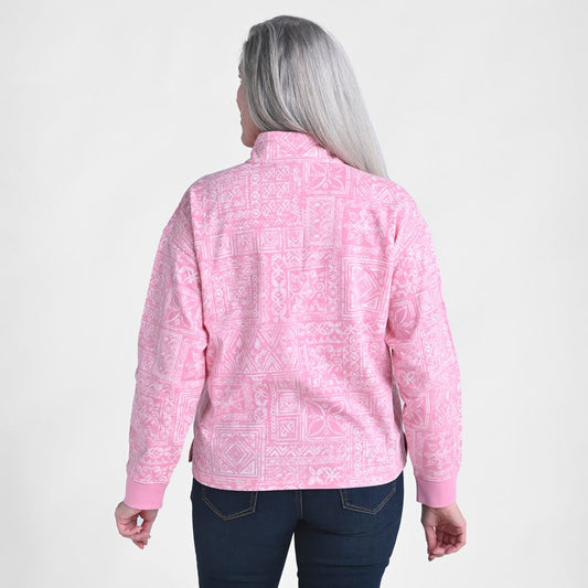 Christopher & Banks Patchwork Print Mock Neck Sweatshirt