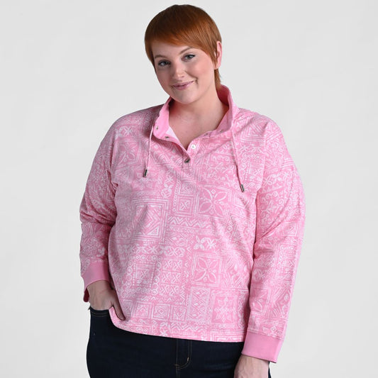 Christopher & Banks Patchwork Print Mock Neck Sweatshirt