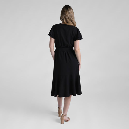 Christopher & Banks Faux Wrap Ruffle Hem Dress