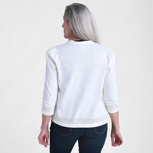 Christopher & Banks Pointelle Detail 3/4 Sleeve Shrug