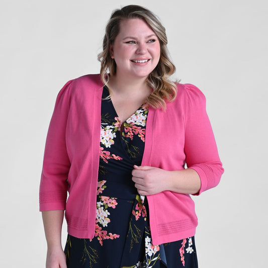 Christopher & Banks Pointelle Detail 3/4 Sleeve Shrug