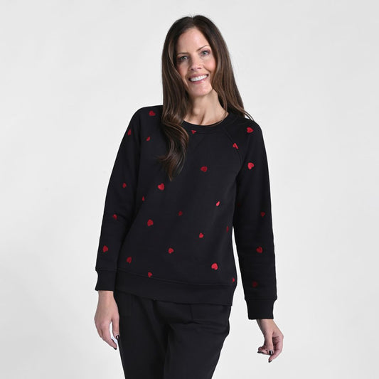 Christopher & Banks Relaxed Restyled Heart Embroidered Sweatshirt