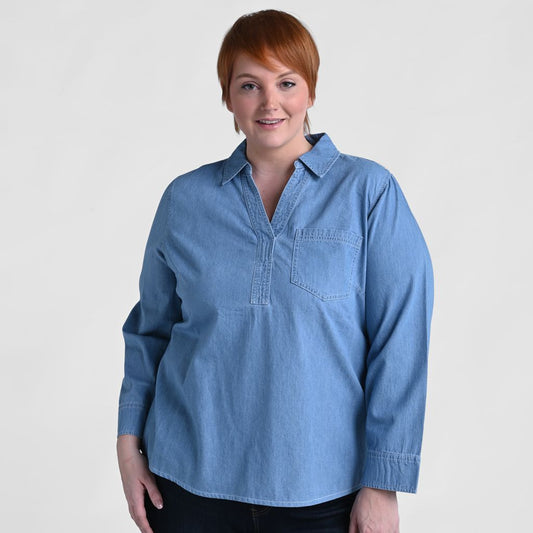 Christopher & Banks Long Sleeve Henley Neck Tunic